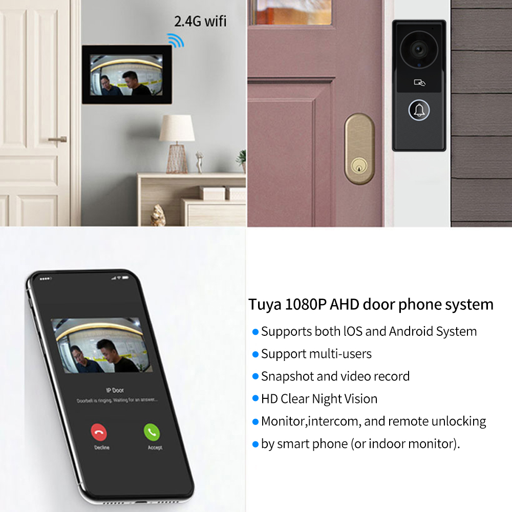 7/10 Inch Video Intercom 1080P - Smart Doorbell Wired recension och pris